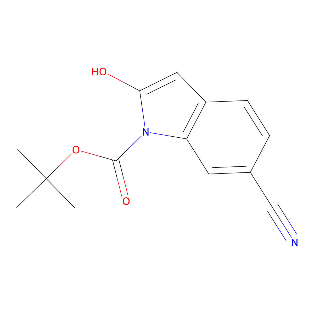 tert-butyl 6-cyano-2-hydroxy-1H-indole-1-carboxylate molecular structure, CAS 1881327-87-2