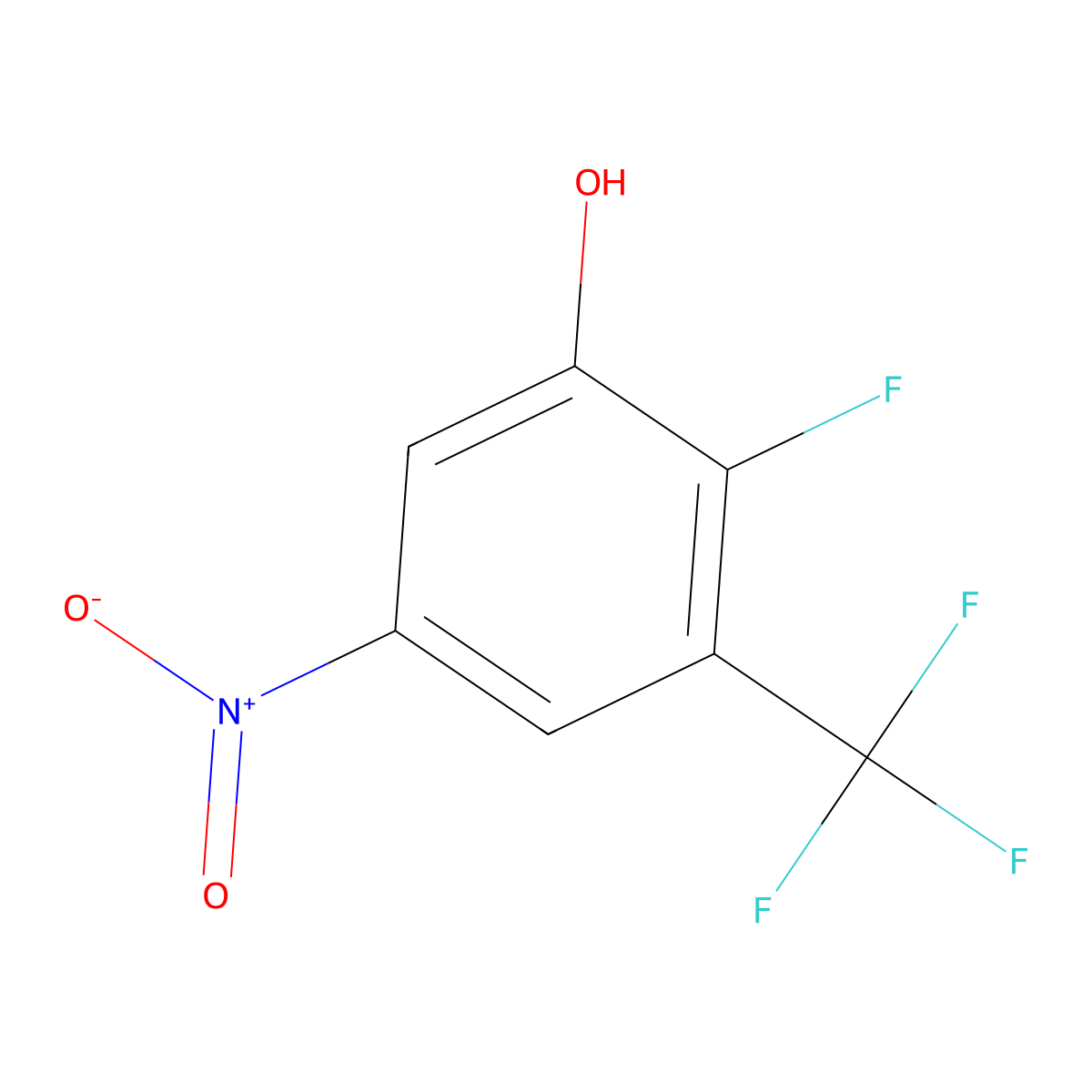 2-Fluoro-5-nitro-3-(trifluoromethyl)phenol molecular structure, CAS 1881327-88-3