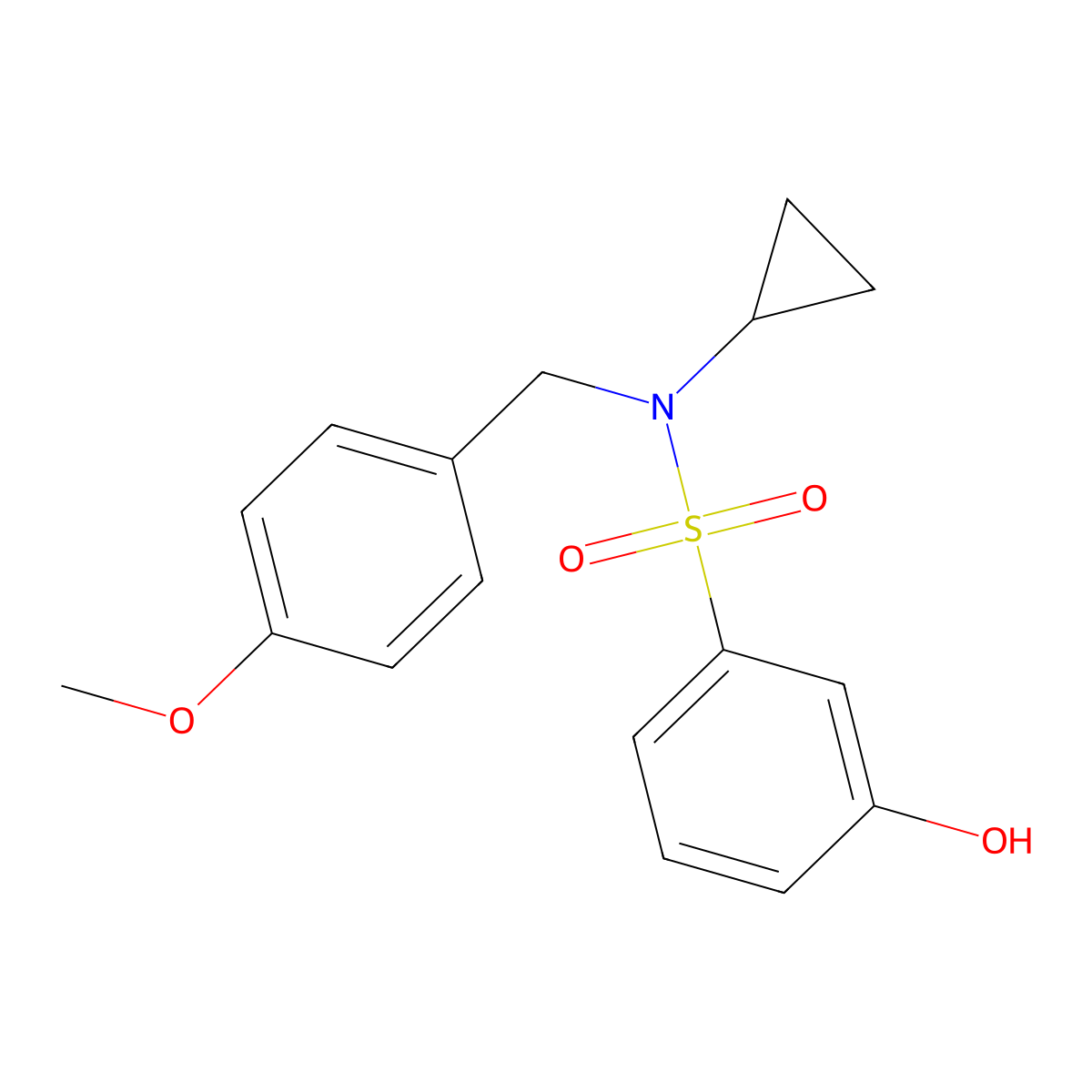 N-cyclopropyl-3-hydroxy-N-[(4-methoxyphenyl)methyl]benzene-1-sulfonamide molecular structure, CAS 1881327-92-9