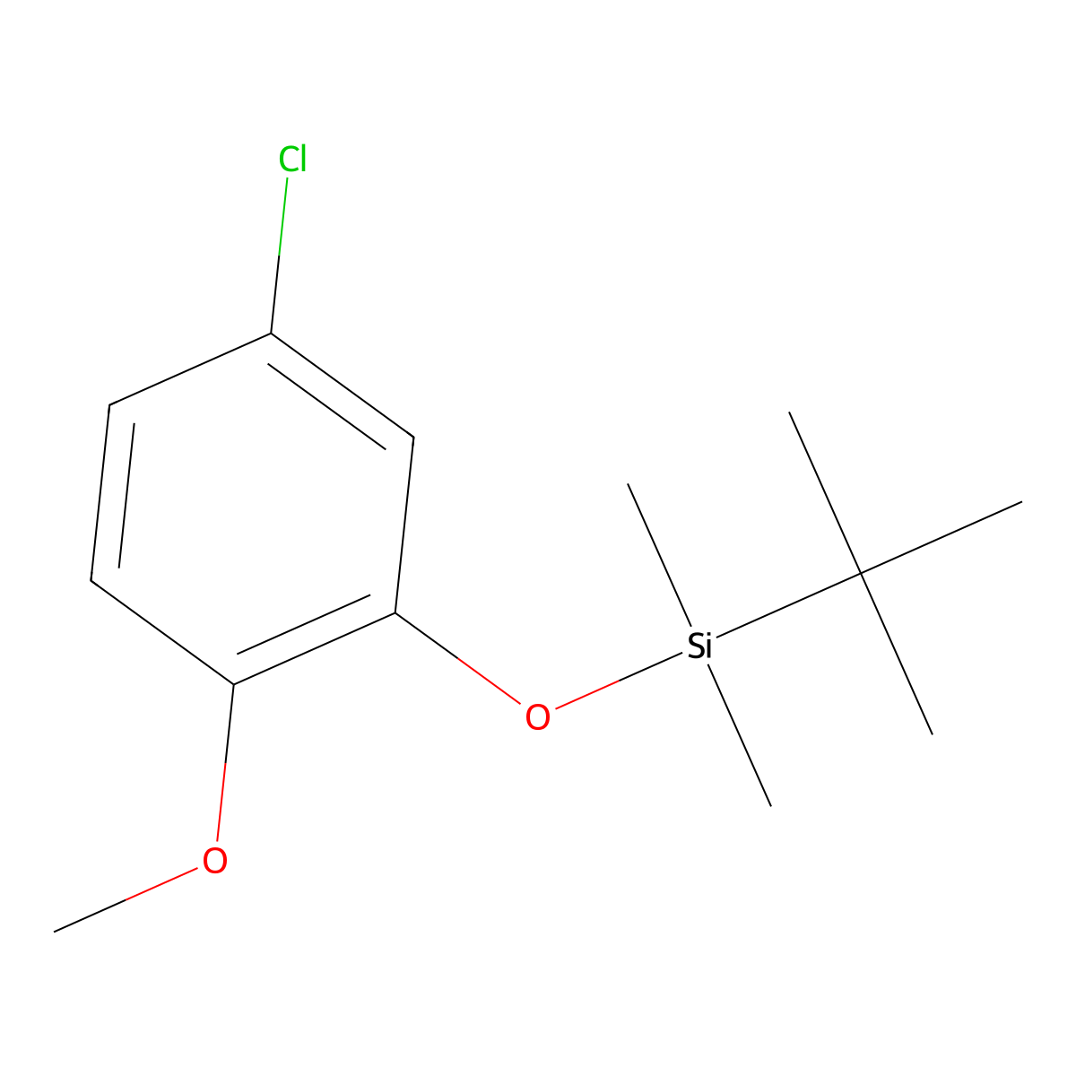 Tert-butyl(5-chloro-2-methoxyphenoxy)dimethylsilane molecular structure, CAS 1881327-95-2