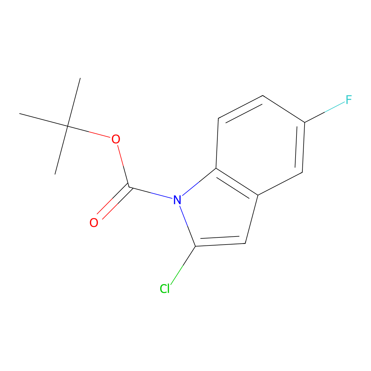 tert-butyl 2-chloro-5-fluoro-1H-indole-1-carboxylate molecular structure, CAS 1881328-06-8