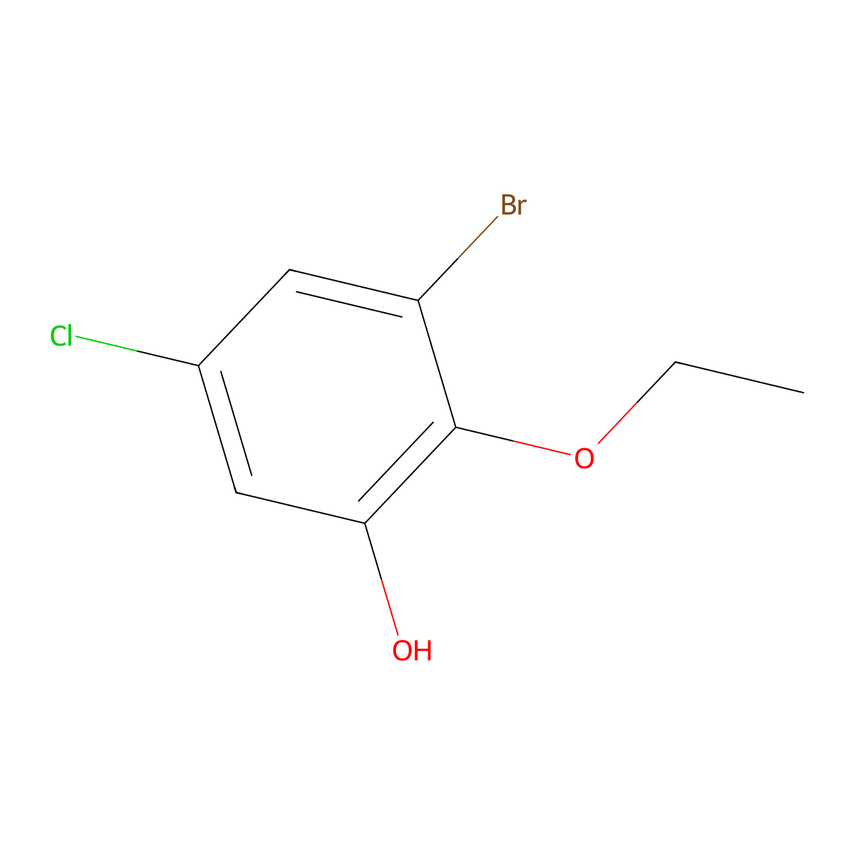3-Bromo-5-chloro-2-ethoxyphenol molecular structure, CAS 1881328-07-9