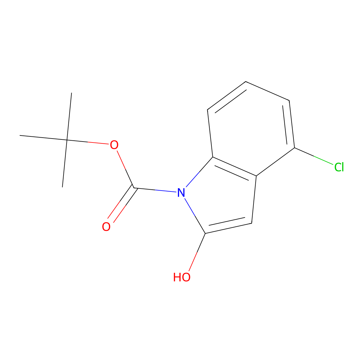 tert-butyl 4-chloro-2-hydroxy-1H-indole-1-carboxylate molecular structure, CAS 1881328-13-7