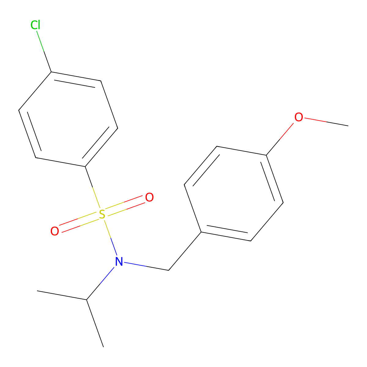 4-chloro-N-[(4-methoxyphenyl)methyl]-N-(propan-2-yl)benzene-1-sulfonamide molecular structure, CAS 1881328-32-0