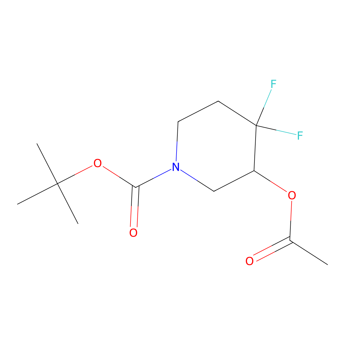 tert-butyl 3-Acetoxy-4,4-difluoropiperidine-1-carboxylate molecular structure, CAS 1881328-37-5