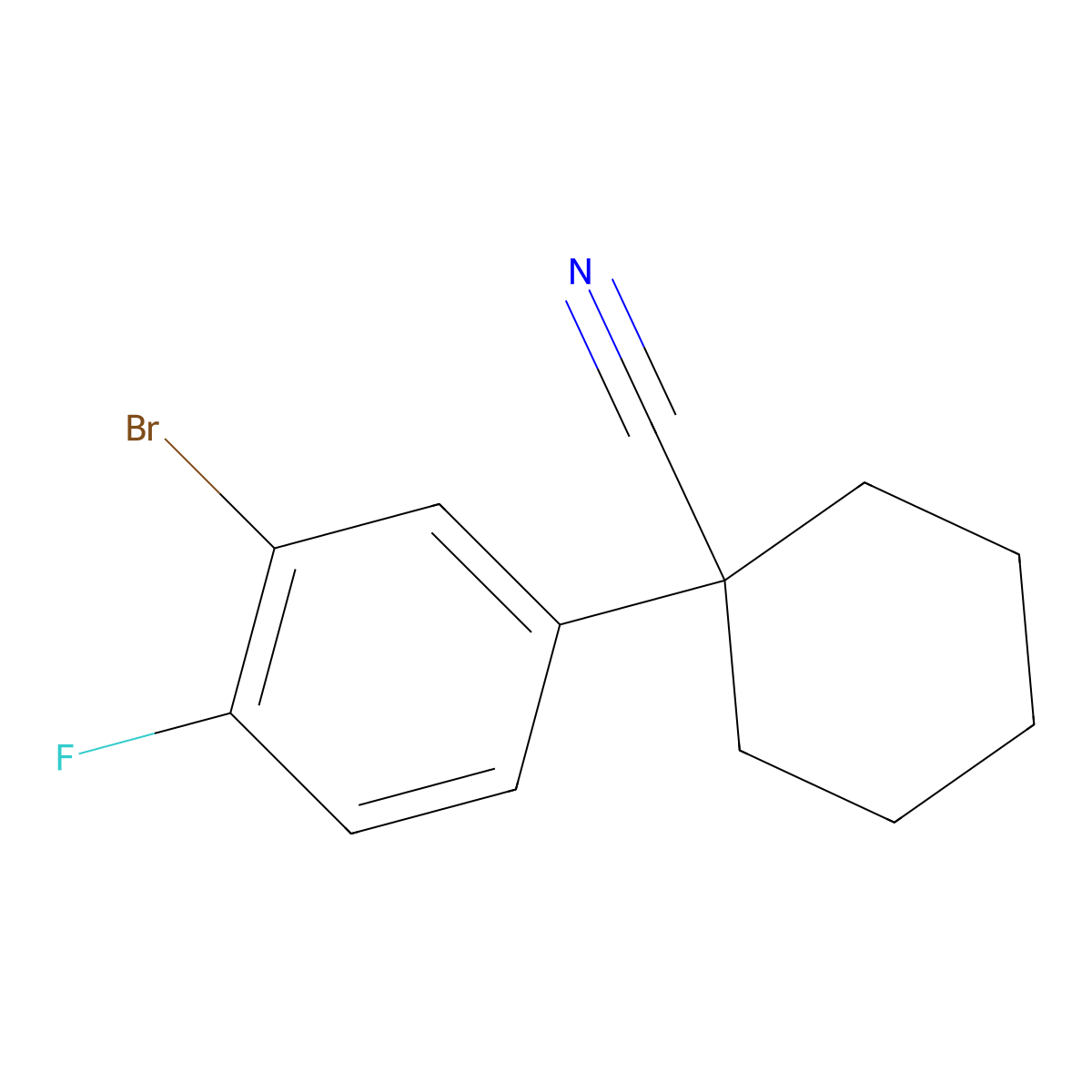 1-(3-Bromo-4-fluorophenyl)cyclohexane-1-carbonitrile molecular structure, CAS 1881328-46-6