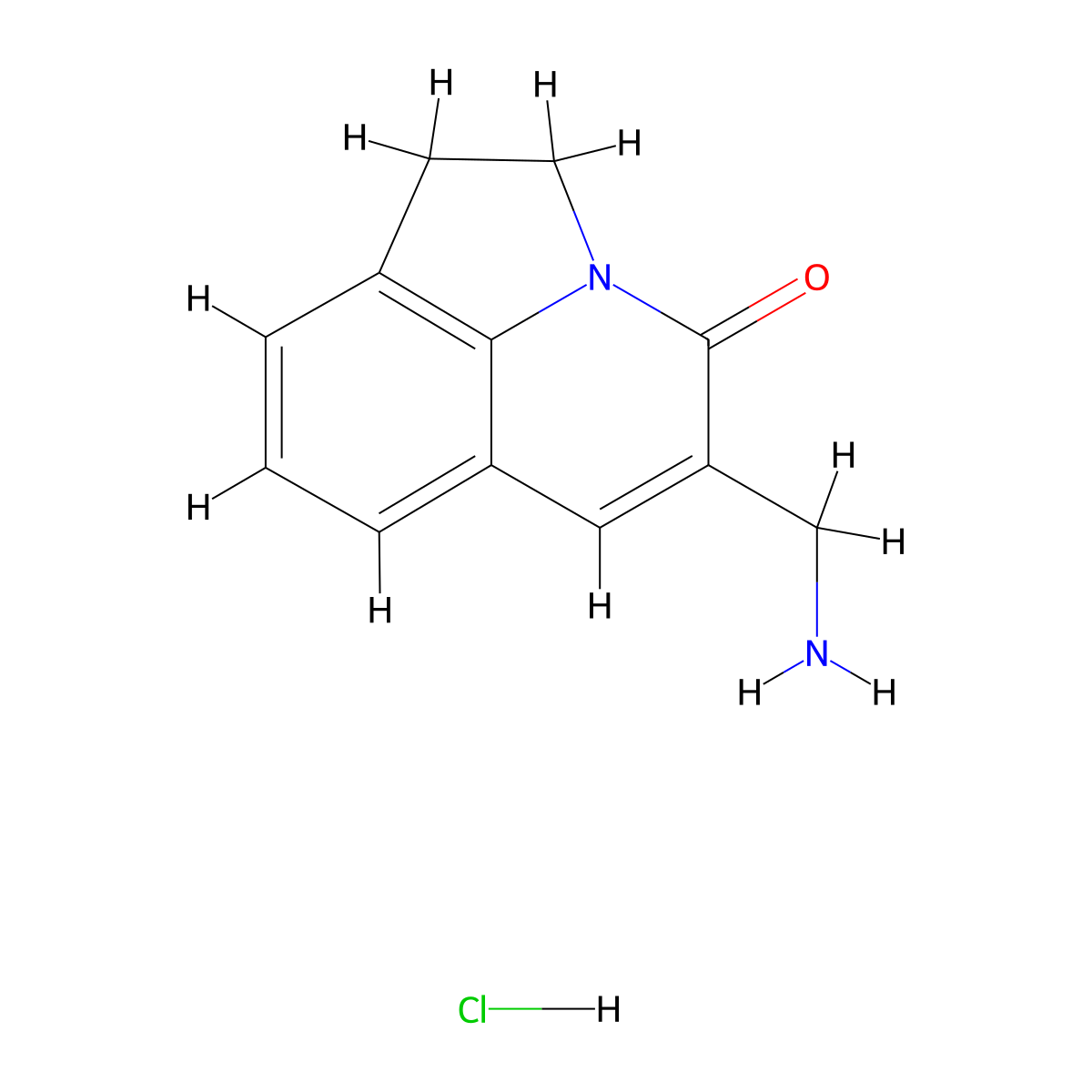 5-(aminomethyl)-1,2-dihydro-4H-pyrrolo[3,2,1-ij]quinolin-4-one hydrochloride molecular structure, CAS 1881328-51-3