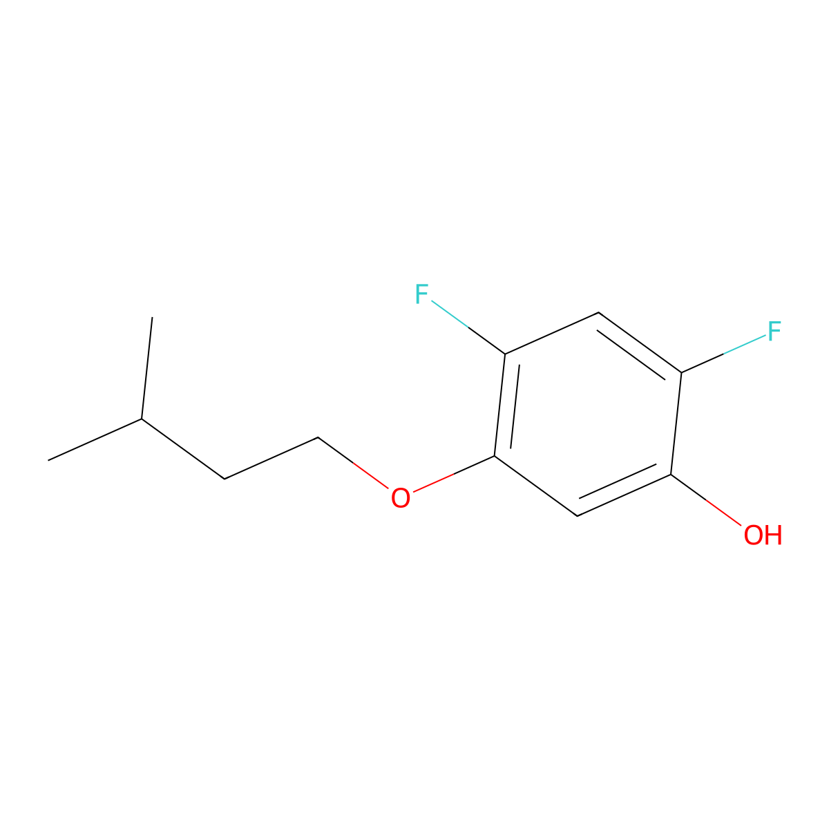 2,4-Difluoro-5-(3-methylbutoxy)phenol molecular structure, CAS 1881328-55-7