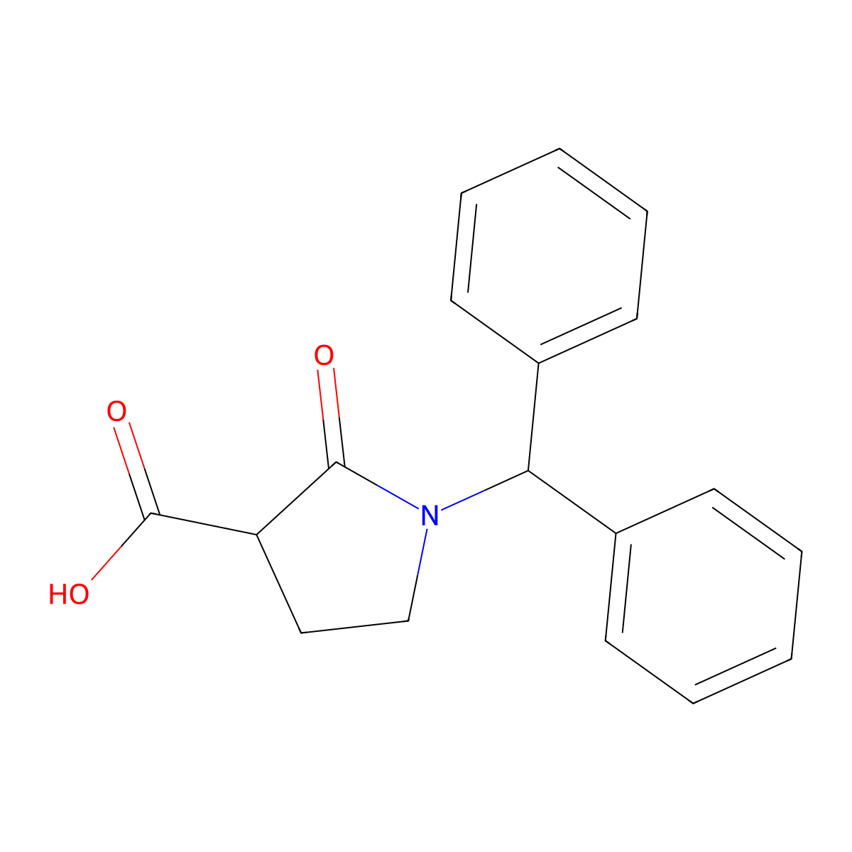 1-Benzhydryl-2-oxopyrrolidine-3-carboxylic acid molecular structure, CAS 1881328-70-6