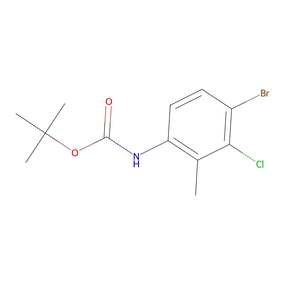 Tert-butyl N-(4-bromo-3-chloro-2-methylphenyl)carbamate molecular structure, CAS 1881328-92-2