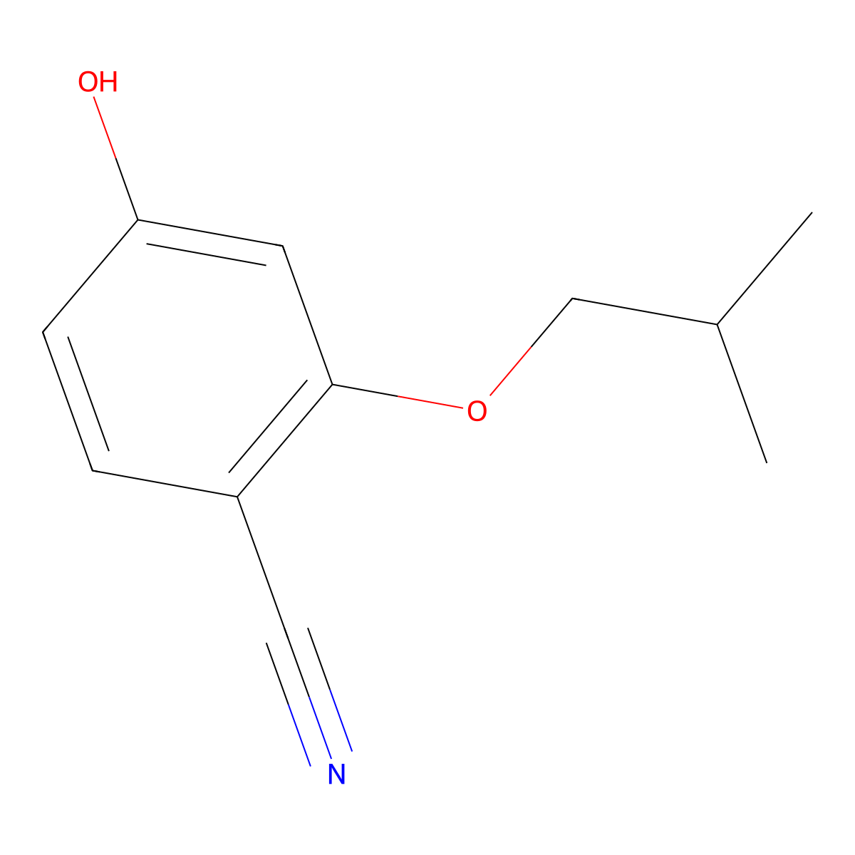 4-Hydroxy-2-(2-methylpropoxy)benzonitrile molecular structure, CAS 1881328-97-7