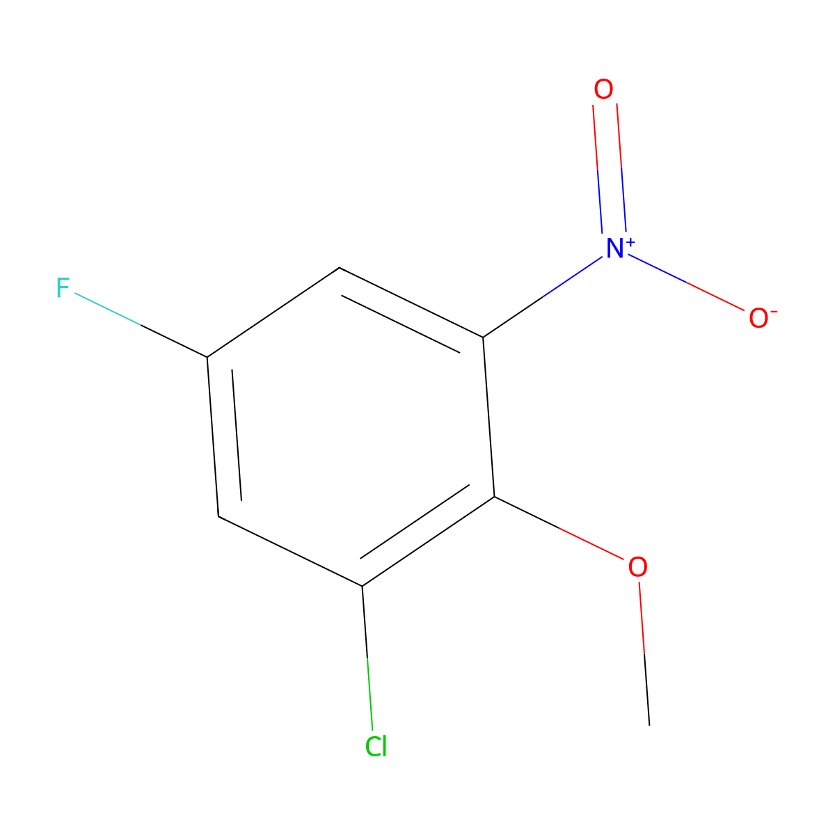 1-Chloro-5-fluoro-2-methoxy-3-nitrobenzene molecular structure, CAS 1881329-08-3