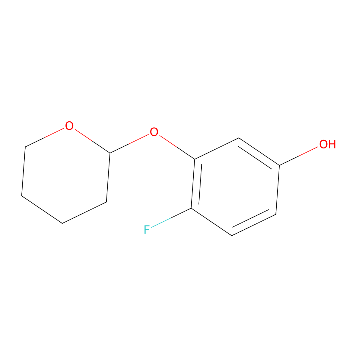 4-Fluoro-3-(oxan-2-yloxy)phenol molecular structure, CAS 1881329-14-1