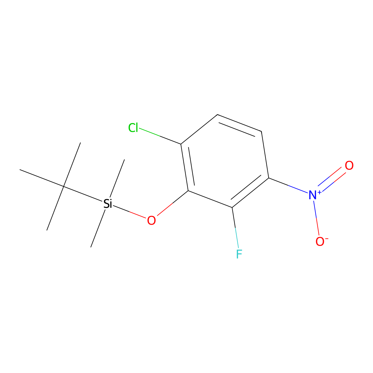 Tert-butyl(6-chloro-2-fluoro-3-nitrophenoxy)dimethylsilane molecular structure, CAS 1881329-20-9