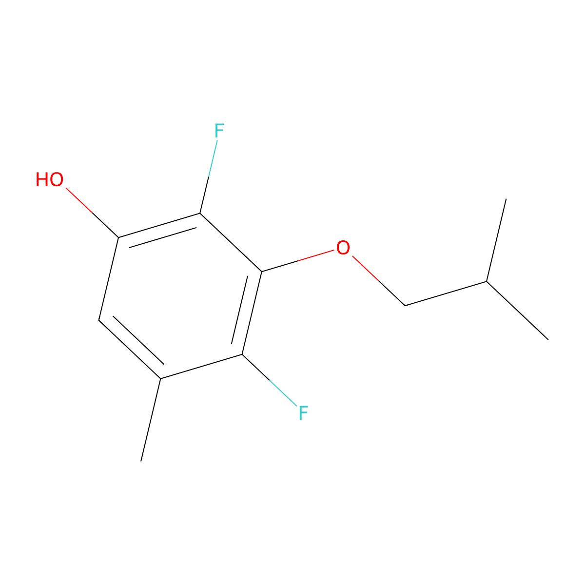 2,4-Difluoro-5-methyl-3-(2-methylpropoxy)phenol molecular structure, CAS 1881329-28-7