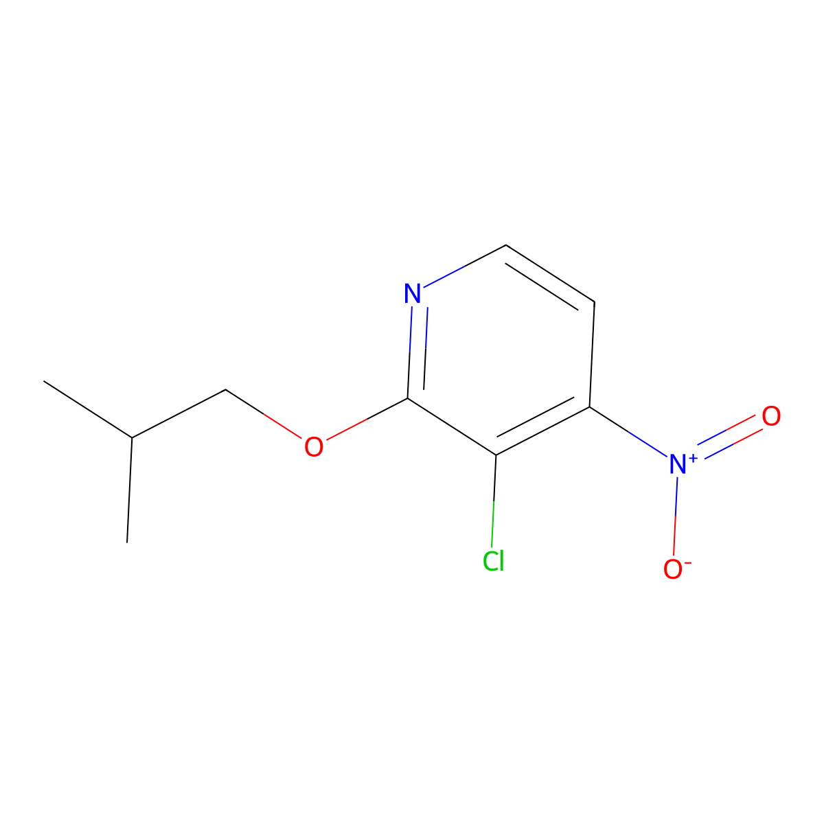 3-Chloro-2-(2-methylpropoxy)-4-nitropyridine molecular structure, CAS 1881329-36-7