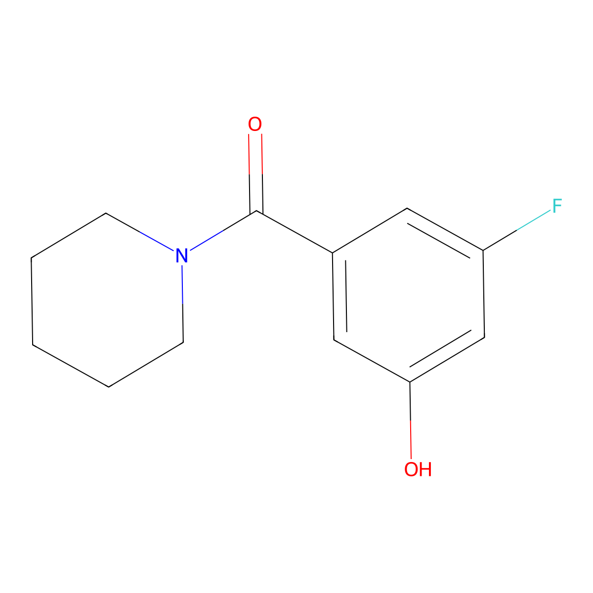 3-Fluoro-5-[(piperidin-1-yl)carbonyl]phenol molecular structure, CAS 1881329-53-8
