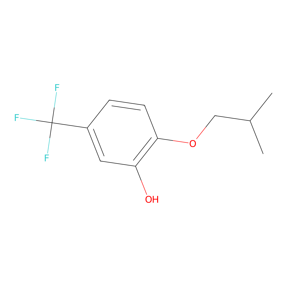 2-(2-Methylpropoxy)-5-(trifluoromethyl)phenol molecular structure, CAS 1881329-56-1