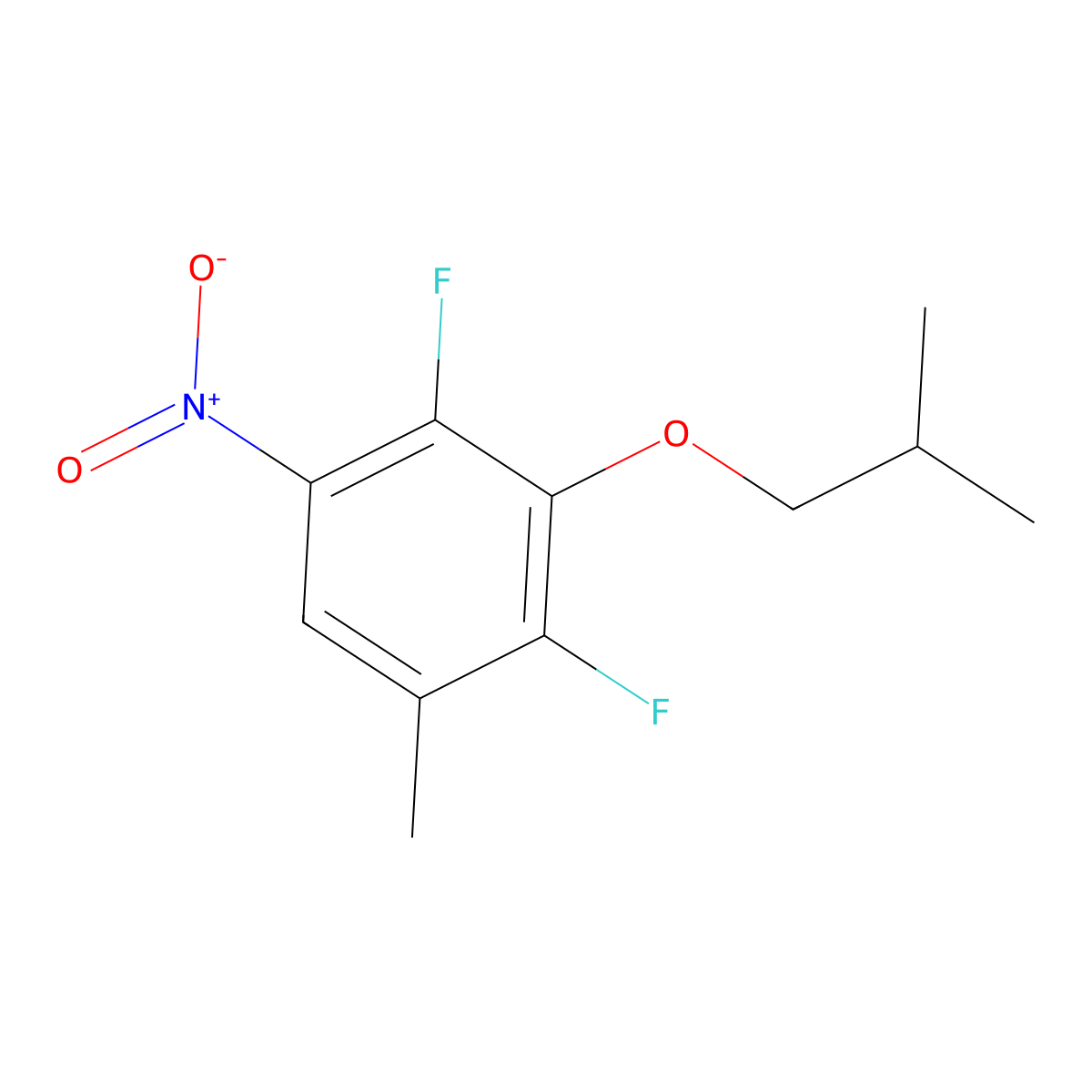 2,4-Difluoro-1-methyl-3-(2-methylpropoxy)-5-nitrobenzene molecular structure, CAS 1881329-62-9