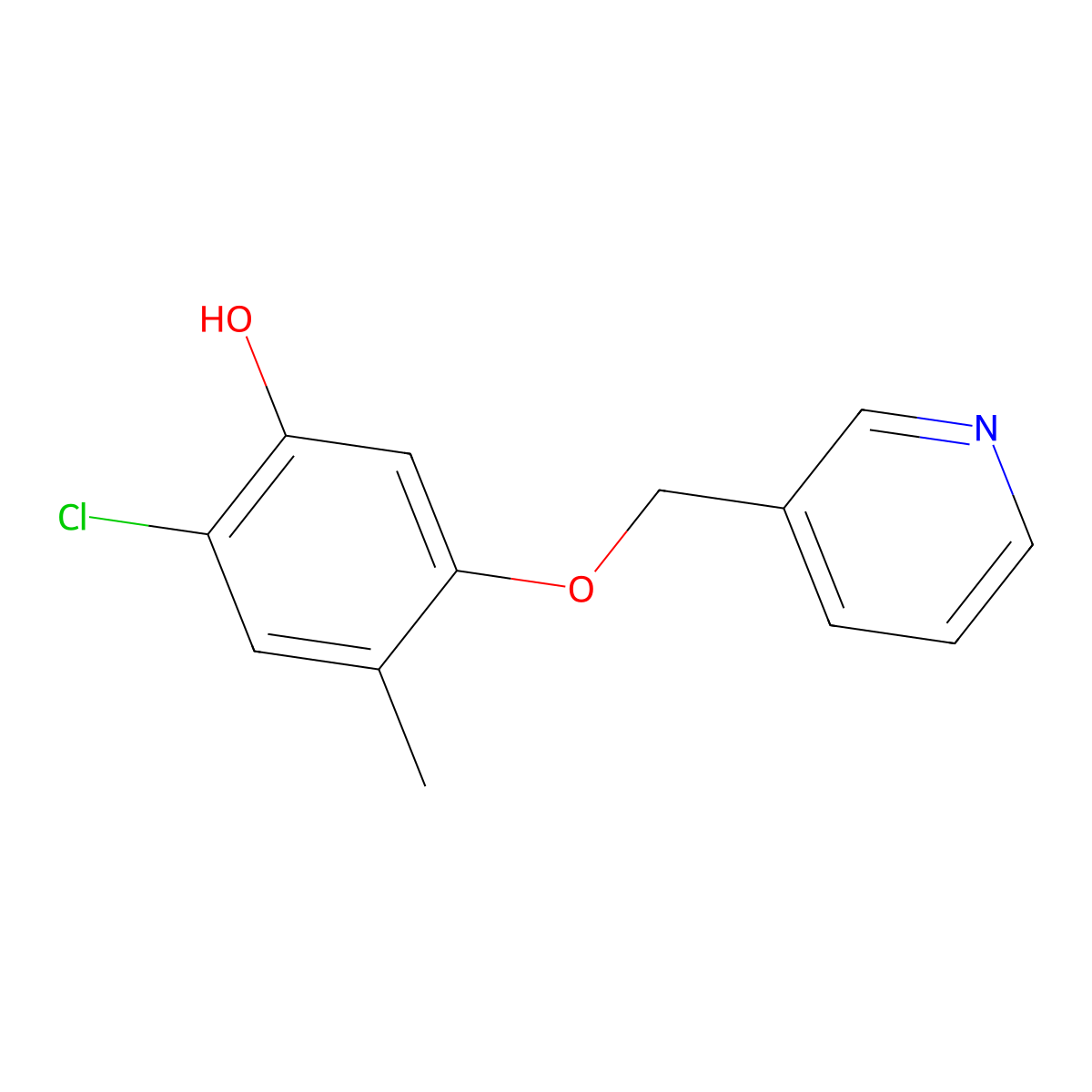 2-Chloro-4-methyl-5-(pyridin-3-ylmethoxy)phenol molecular structure, CAS 1881329-70-9