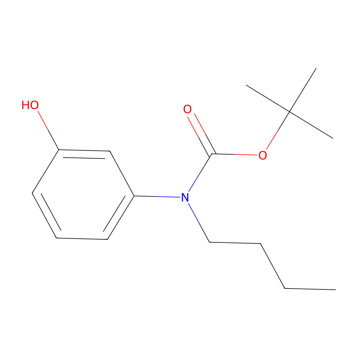 Tert-butyl N-butyl-N-(3-hydroxyphenyl)carbamate molecular structure, CAS 1881329-77-6