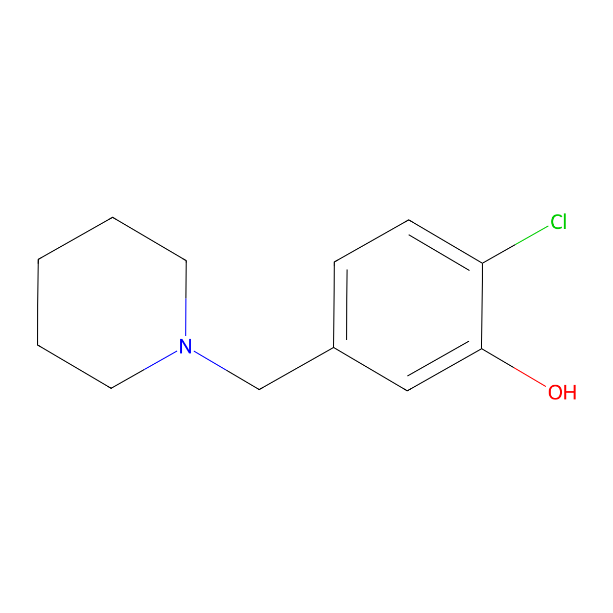 2-Chloro-5-(piperidin-1-ylmethyl)phenol molecular structure, CAS 1881329-82-3