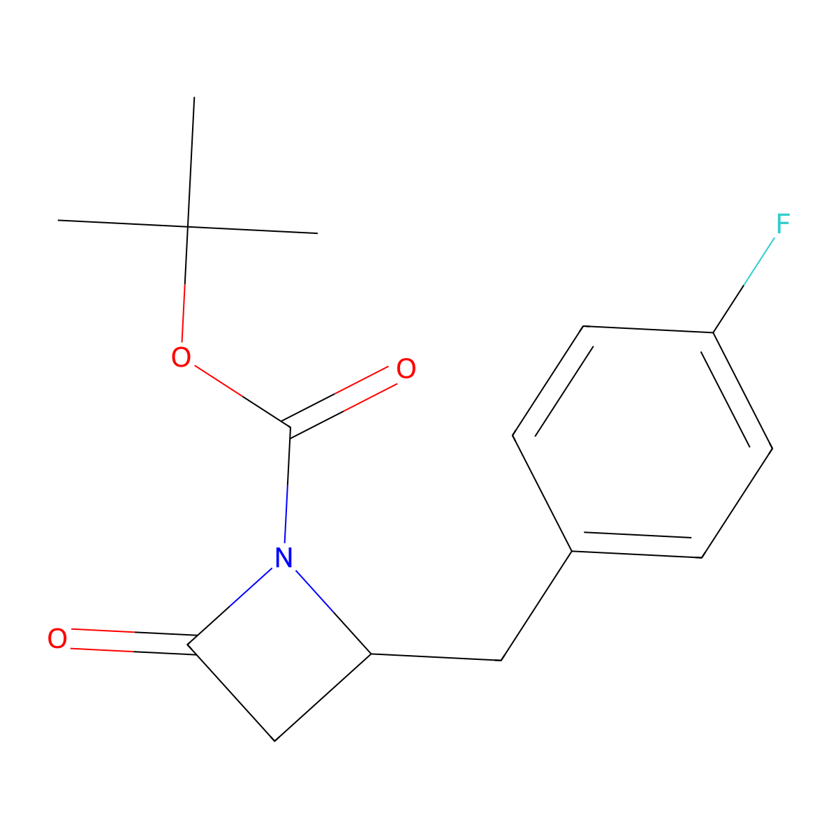 Tert-butyl 2-(4-fluorobenzyl)-4-oxoazetidine-1-carboxylate molecular structure, CAS 1881329-99-2