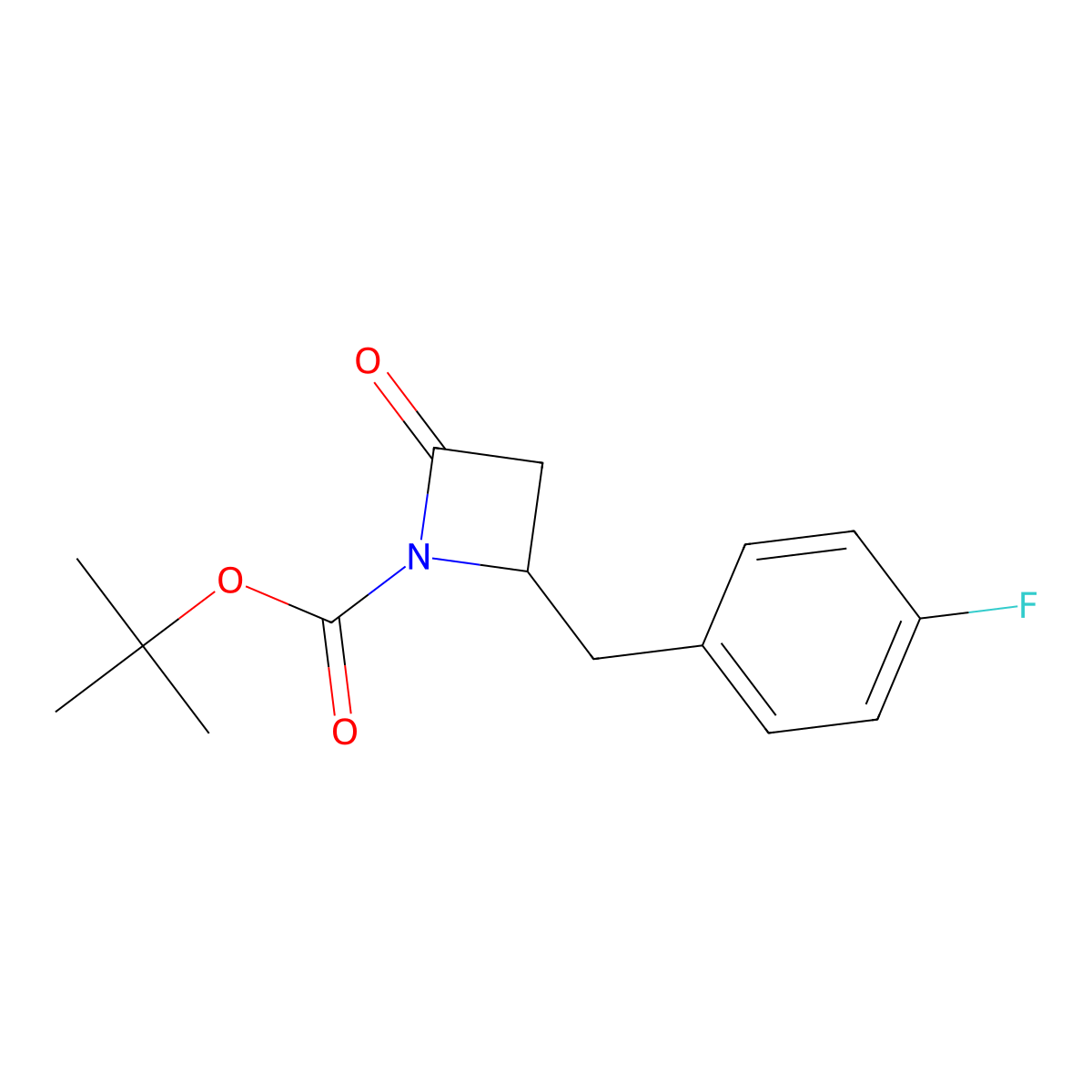 Tert-butyl 2-(4-fluorobenzyl)-4-oxoazetidine-1-carboxylate molecular structure, CAS 1881329-99-2