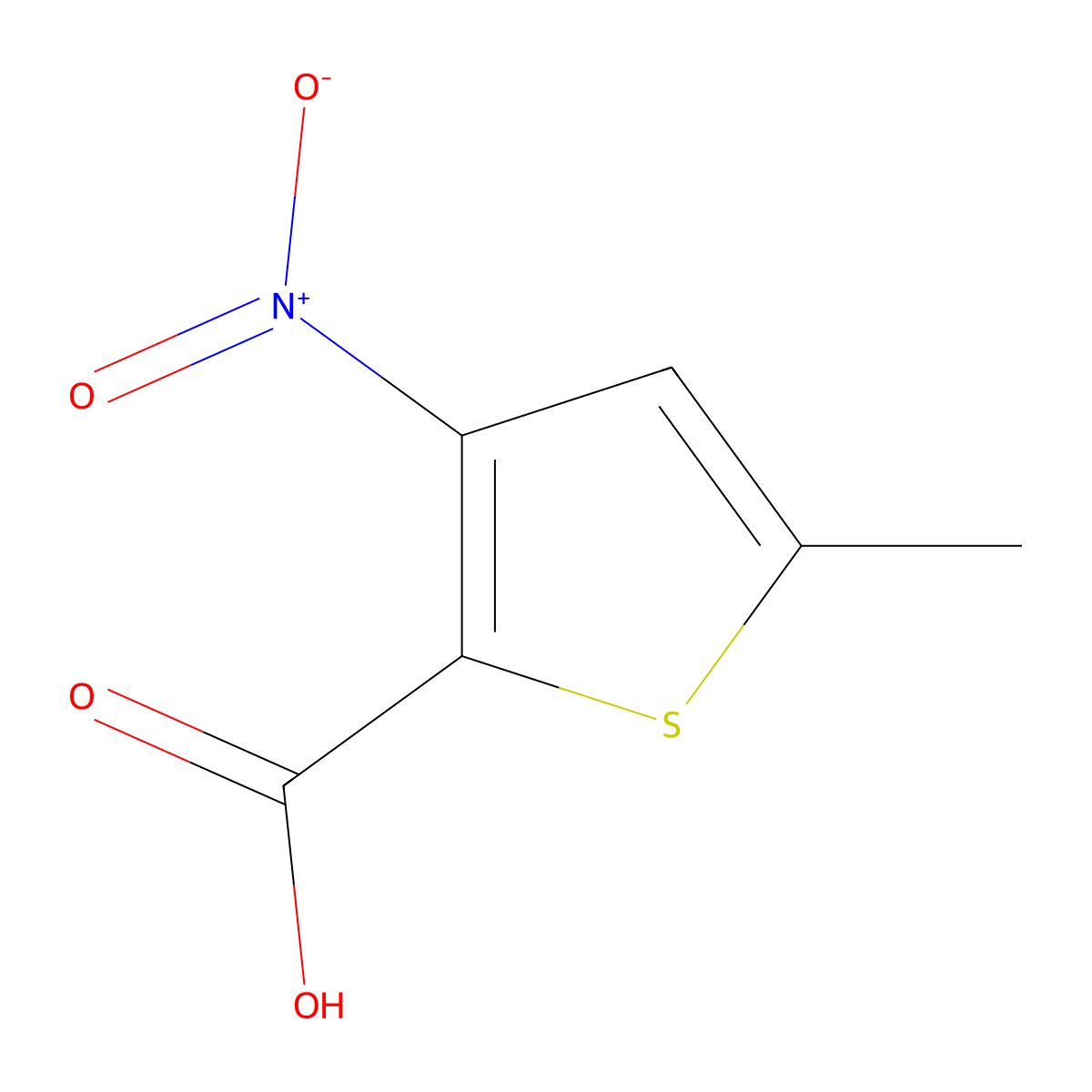 5-Methyl-3-nitrothiophene-2-carboxylic acid molecular structure, CAS 1881330-07-9