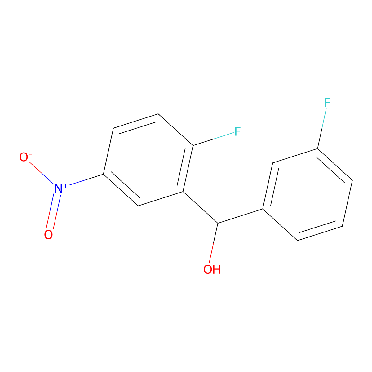 (2-Fluoro-5-nitrophenyl)(3-fluorophenyl)methanol molecular structure, CAS 1881330-08-0