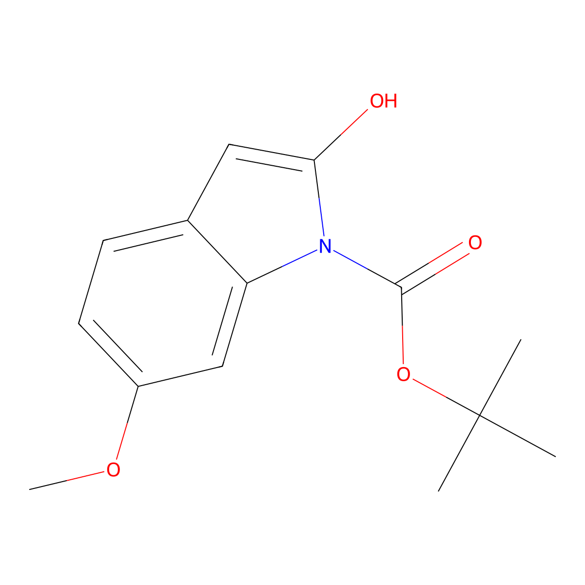 tert-butyl 2-hydroxy-6-methoxy-1H-indole-1-carboxylate molecular structure, CAS 1881330-14-8