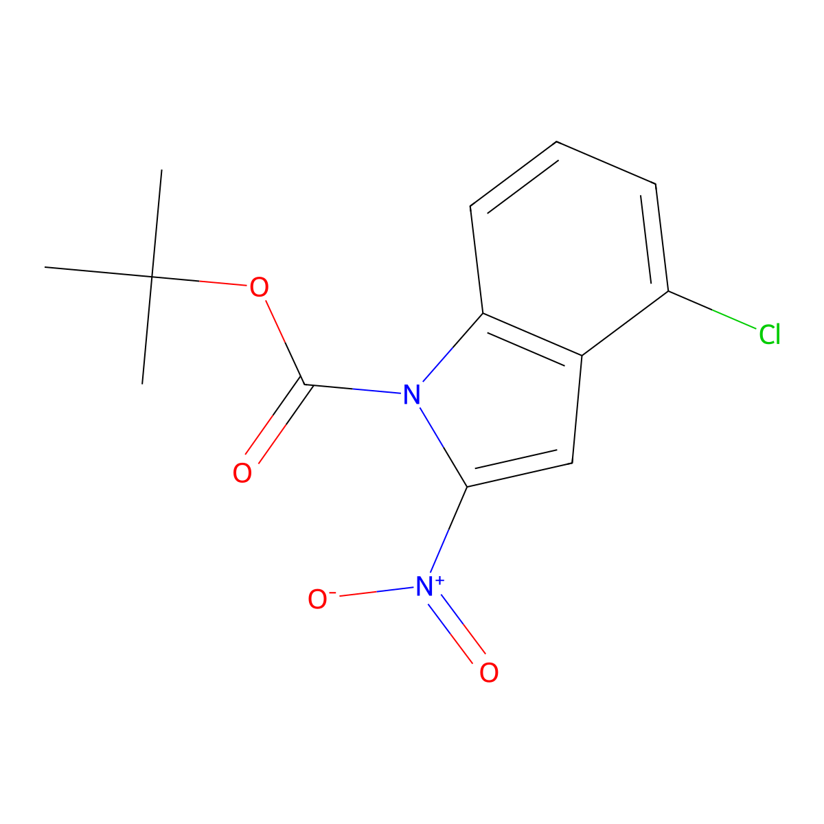 tert-butyl 4-chloro-2-nitro-1H-indole-1-carboxylate molecular structure, CAS 1881330-15-9