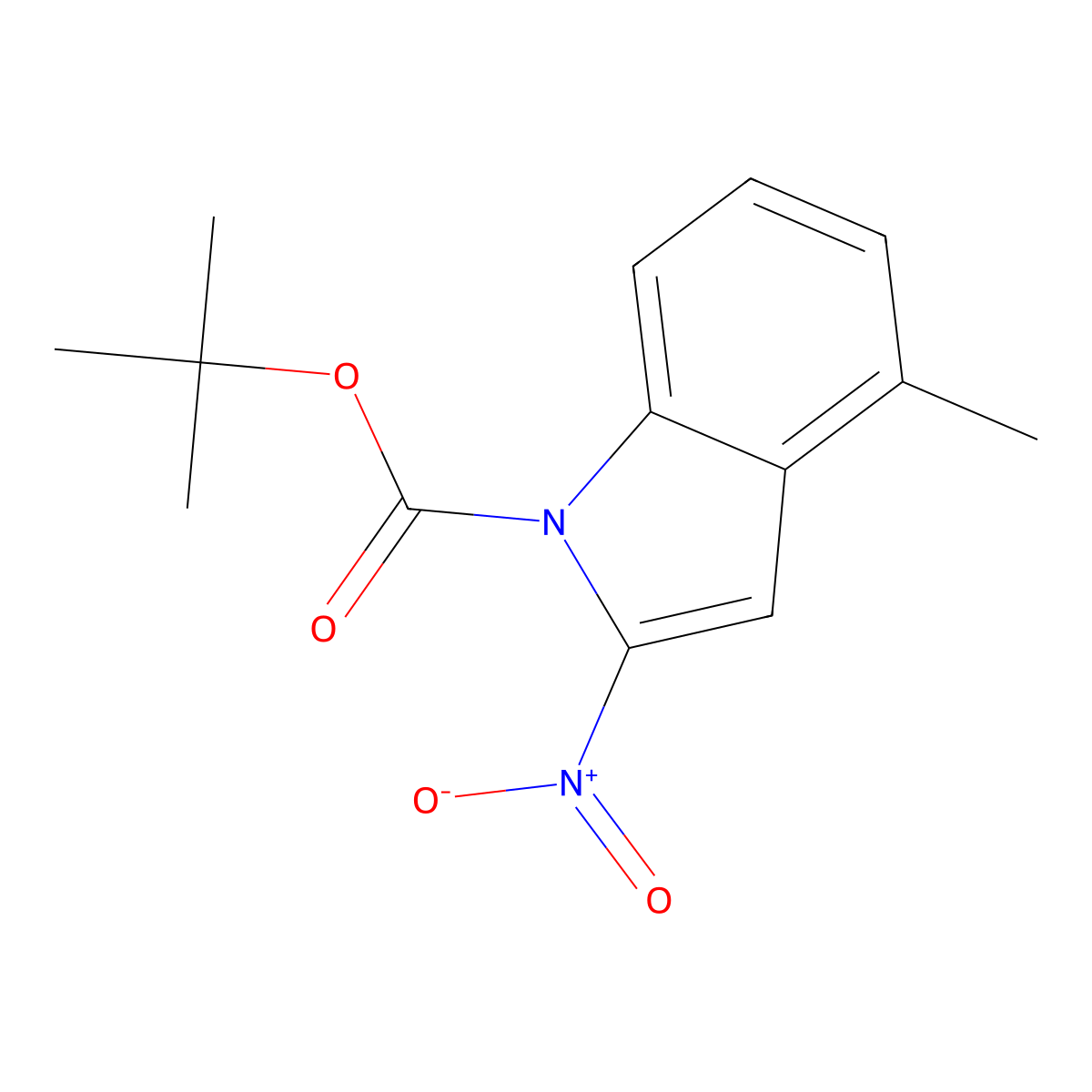 tert-butyl 4-methyl-2-nitro-1H-indole-1-carboxylate molecular structure, CAS 1881330-19-3