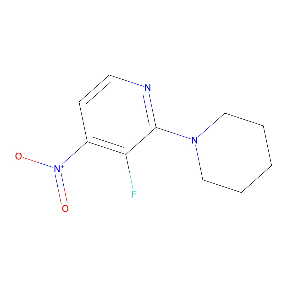 3-Fluoro-4-nitro-2-(piperidin-1-YL)pyridine molecular structure, CAS 1881330-20-6