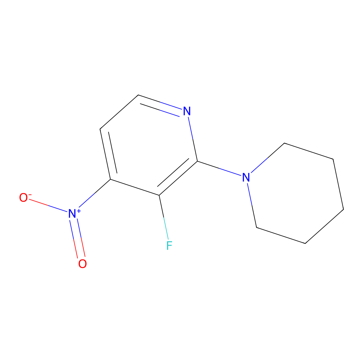 3-Fluoro-4-nitro-2-(piperidin-1-YL)pyridine molecular structure, CAS 1881330-20-6