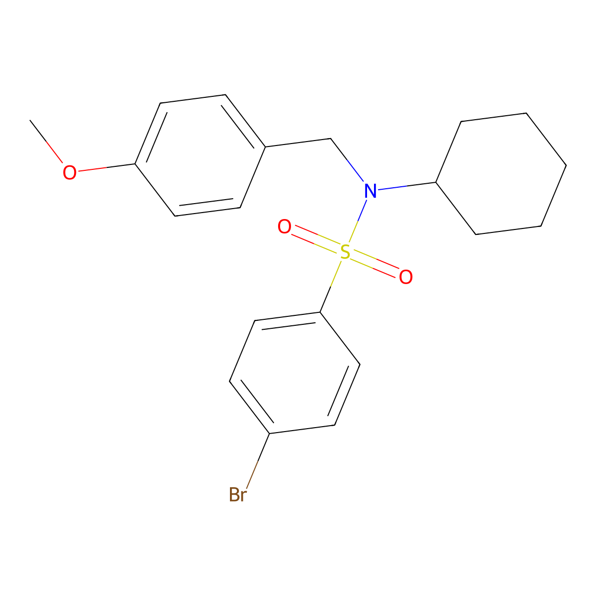 4-bromo-N-cyclohexyl-N-[(4-methoxyphenyl)methyl]benzene-1-sulfonamide molecular structure, CAS 1881330-21-7