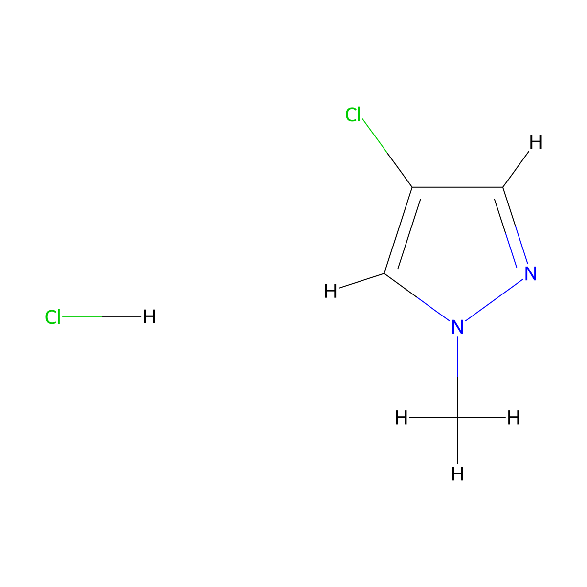 4-chloro-1-methyl-1H-pyrazole hydrochloride molecular structure, CAS 1881330-28-4