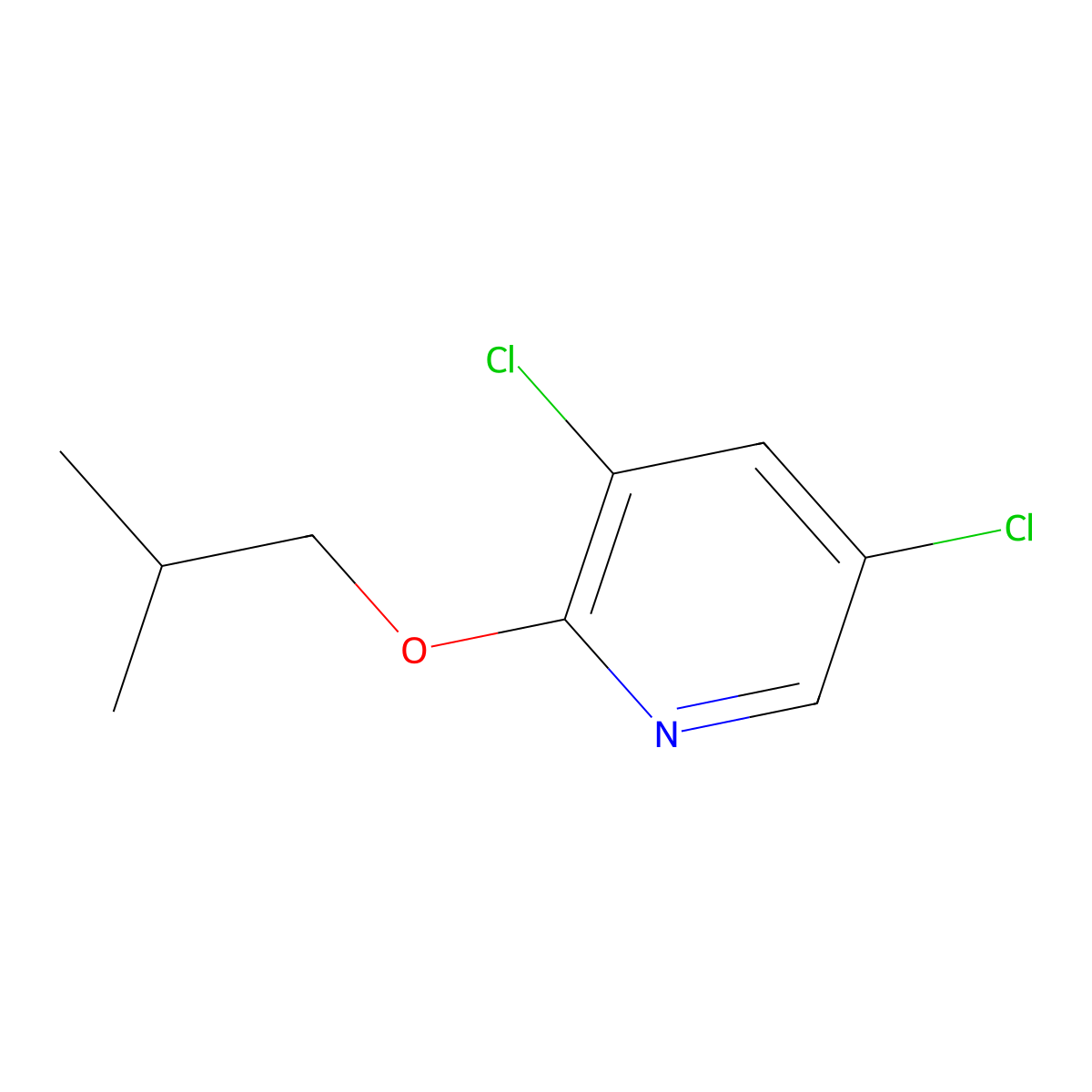 3,5-Dichloro-2-(2-methylpropoxy)pyridine molecular structure, CAS 1881330-34-2