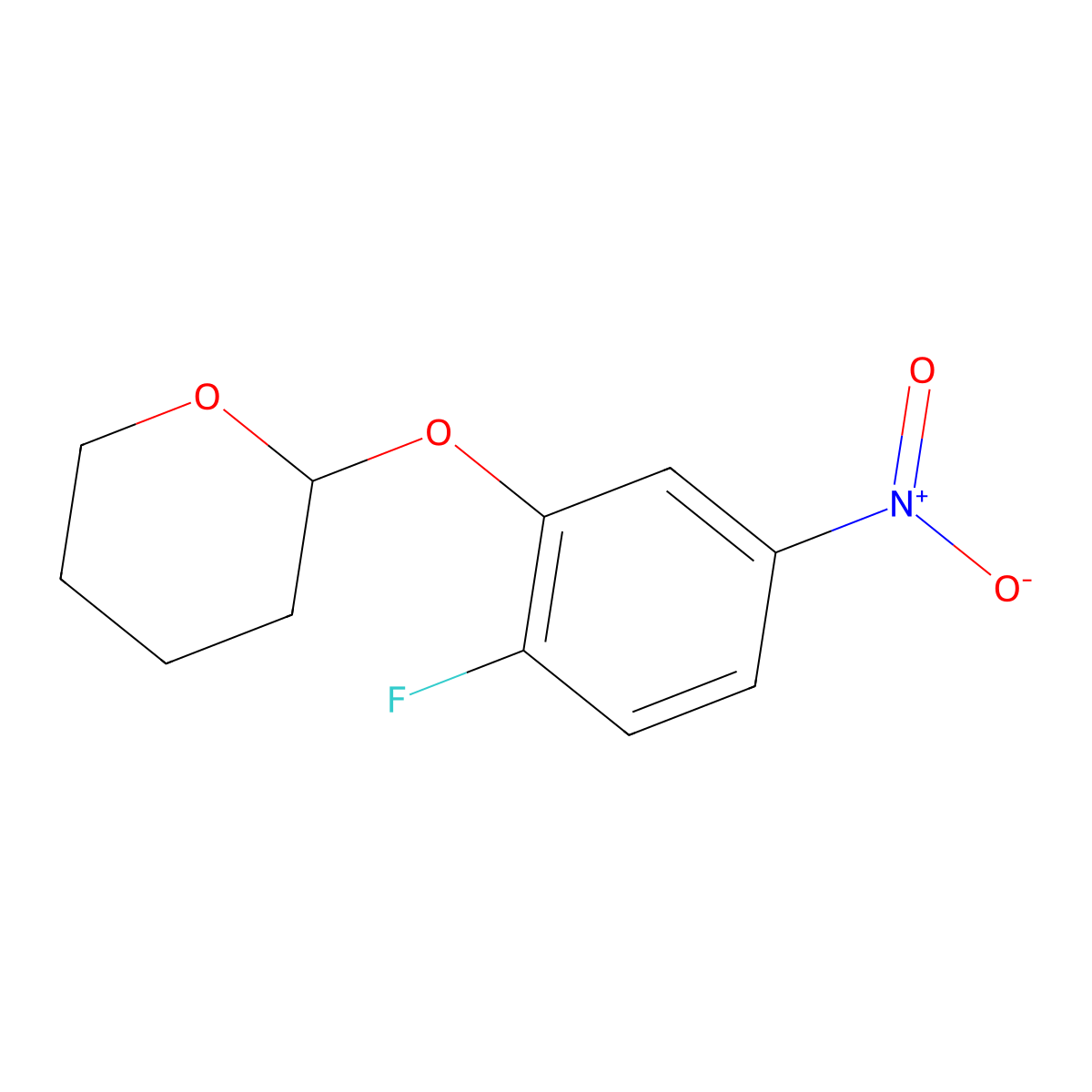 2-(2-Fluoro-5-nitrophenoxy)oxane molecular structure, CAS 1881330-54-6