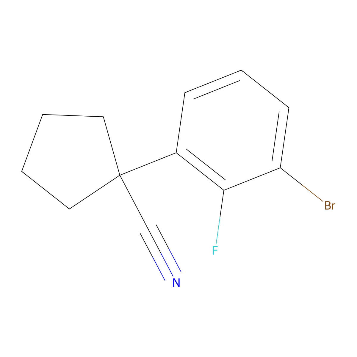 1-(3-Bromo-2-fluorophenyl)cyclopentane-1-carbonitrile molecular structure, CAS 1881330-55-7
