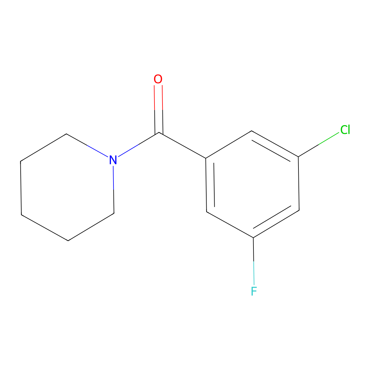 1-[(3-Chloro-5-fluorophenyl)carbonyl]piperidine molecular structure, CAS 1881330-71-7