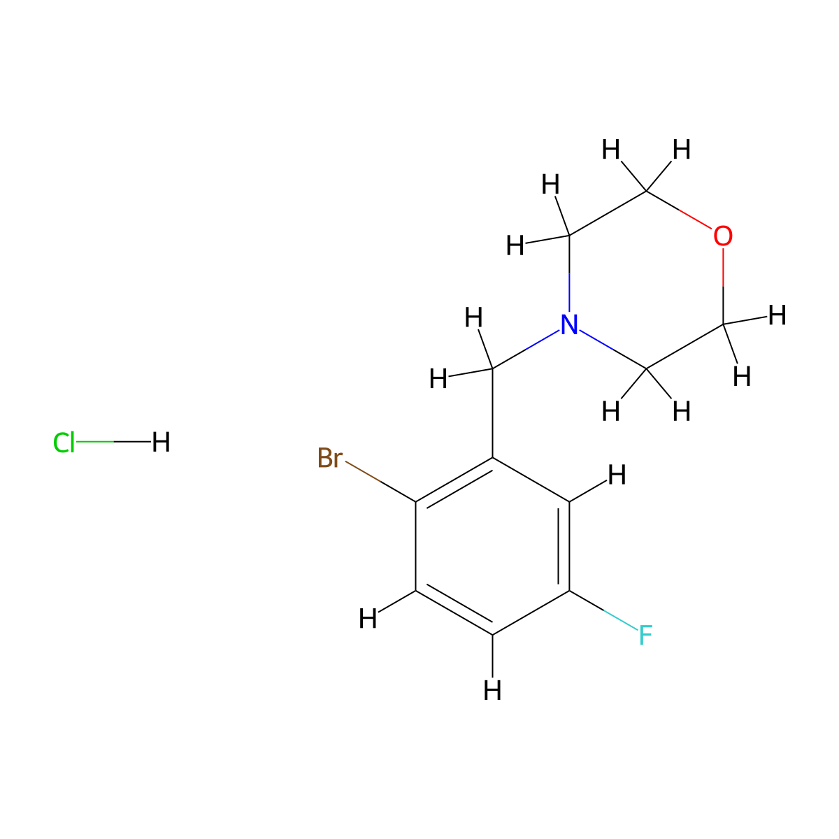 4-[(2-Bromo-5-fluorophenyl)methyl]morpholine hydrochloride molecular structure, CAS 1881330-79-5
