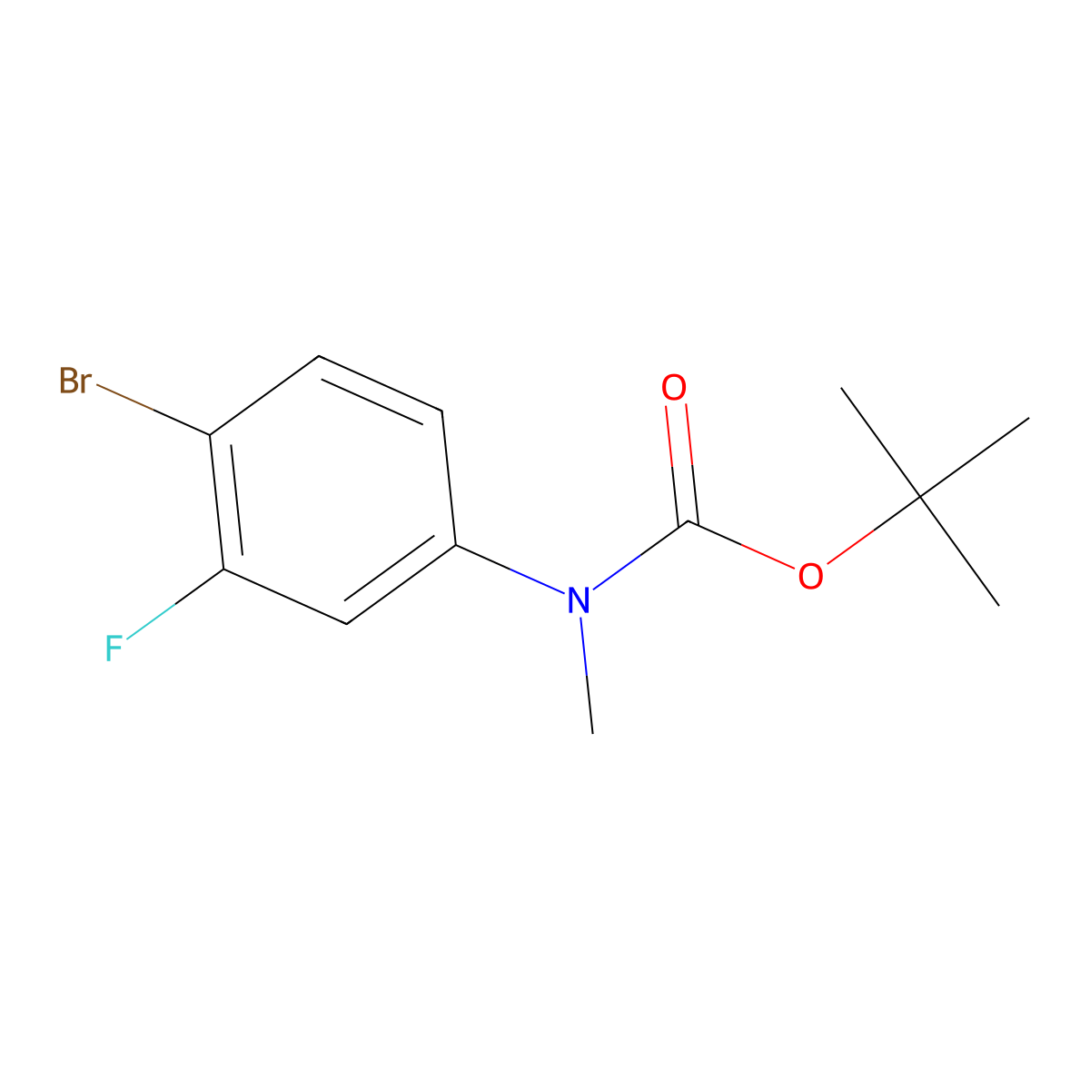 Tert-butyl N-(4-bromo-3-fluorophenyl)-N-methylcarbamate molecular structure, CAS 1881330-84-2