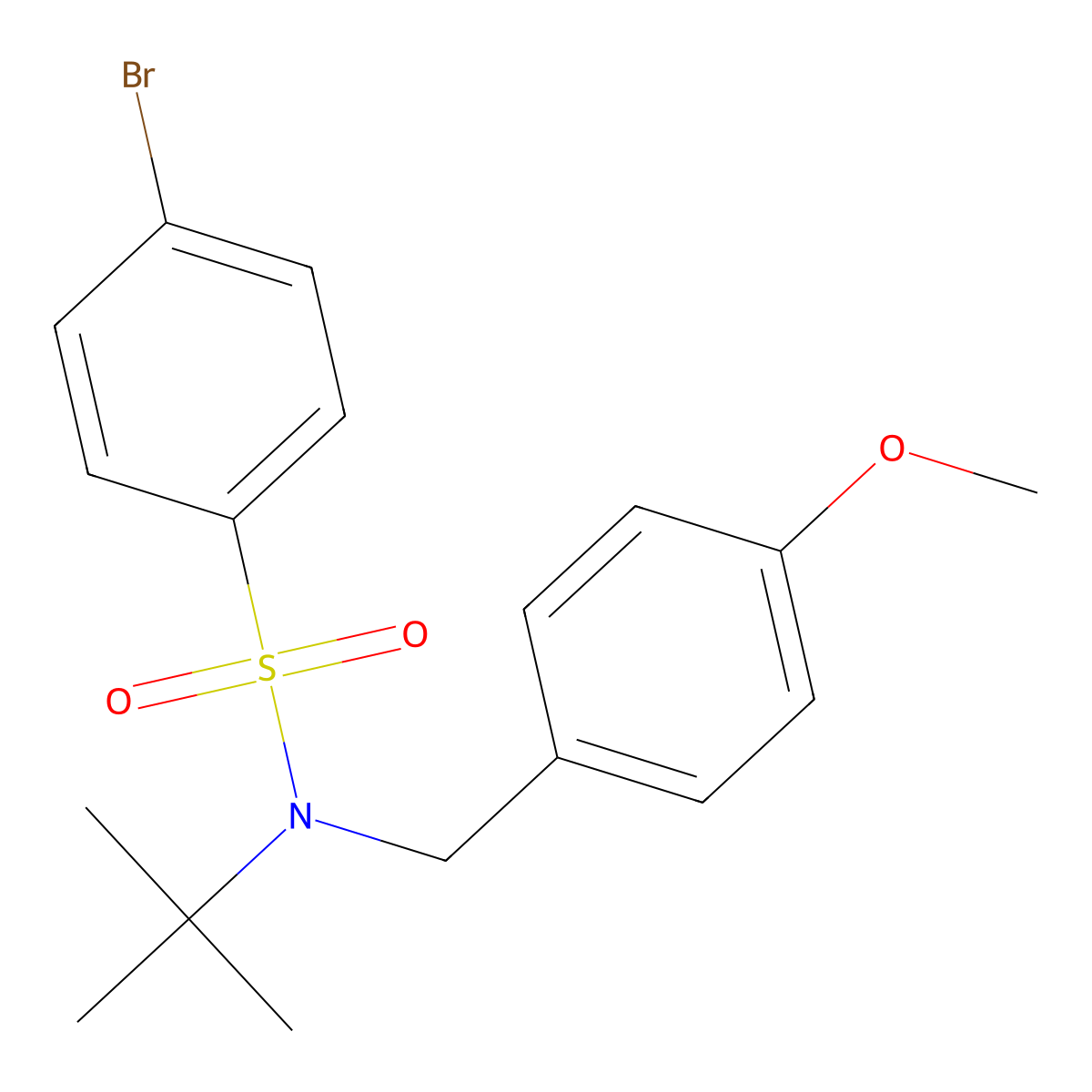 4-bromo-N-tert-butyl-N-[(4-methoxyphenyl)methyl]benzene-1-sulfonamide molecular structure, CAS 1881330-94-4