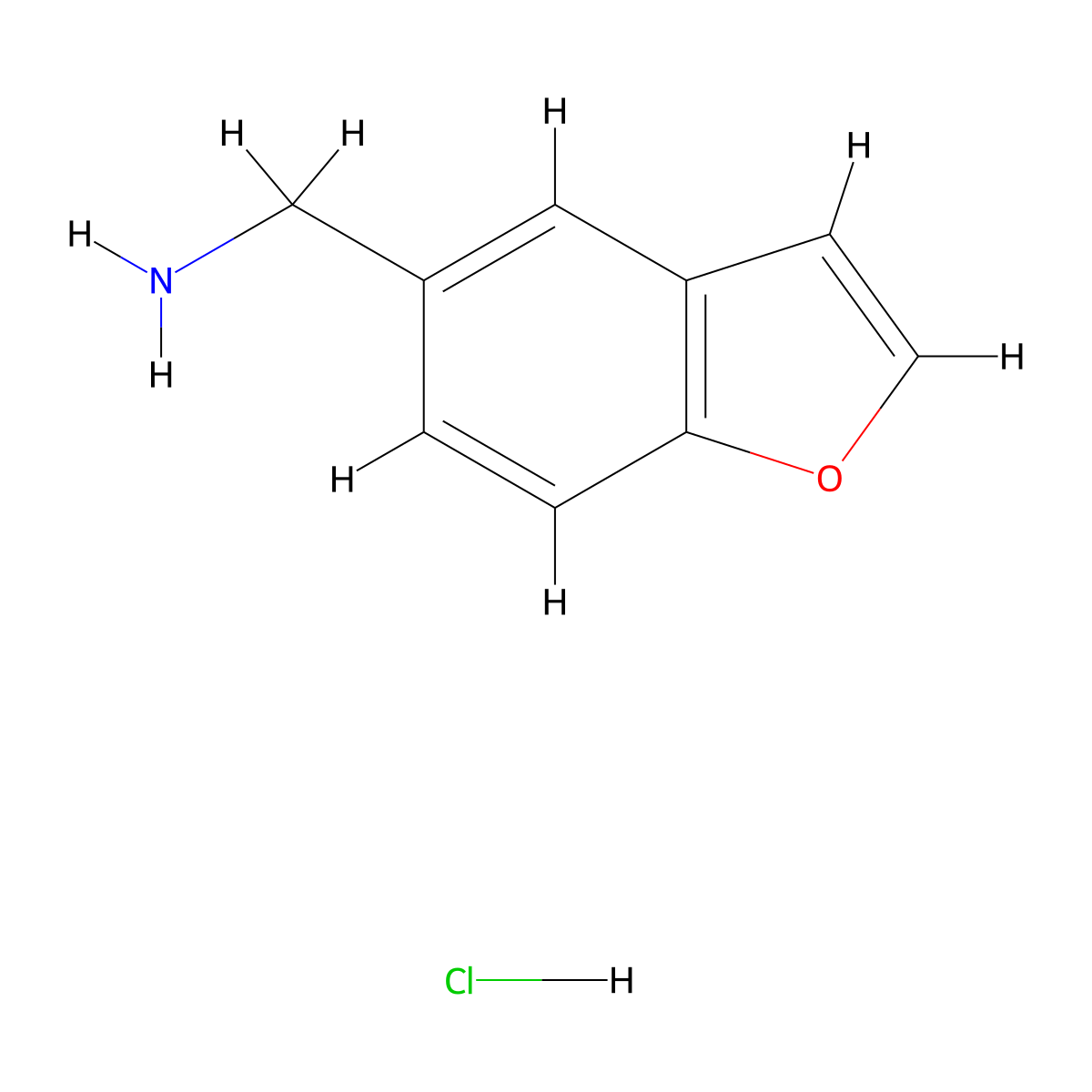 (1-Benzofuran-5-yl)methanamine hydrochloride molecular structure, CAS 1881330-95-5