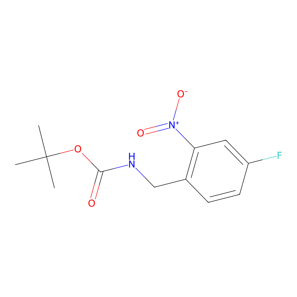 Tert-butyl N-[(4-fluoro-2-nitrophenyl)methyl]carbamate molecular structure, CAS 1881330-96-6