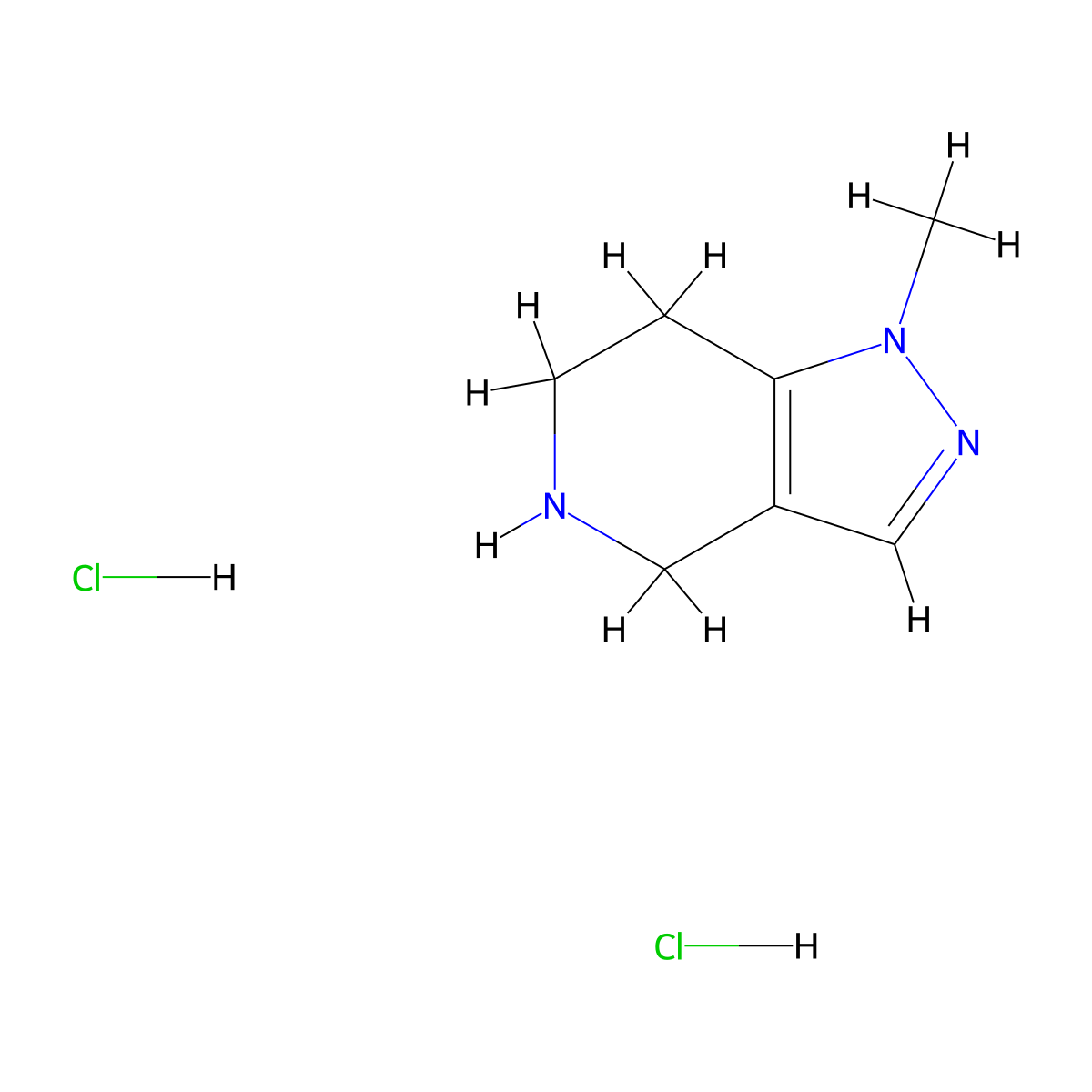 1-Methyl-4,5,6,7-tetrahydro-1H-pyrazolo[4,3-c]pyridine dihydrochloride molecular structure, CAS 1881331-05-0