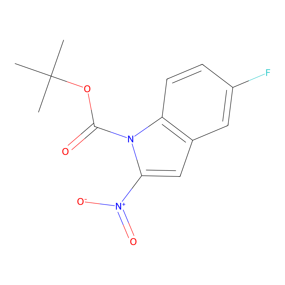 tert-butyl 5-fluoro-2-nitro-1H-indole-1-carboxylate molecular structure, CAS 1881331-10-7
