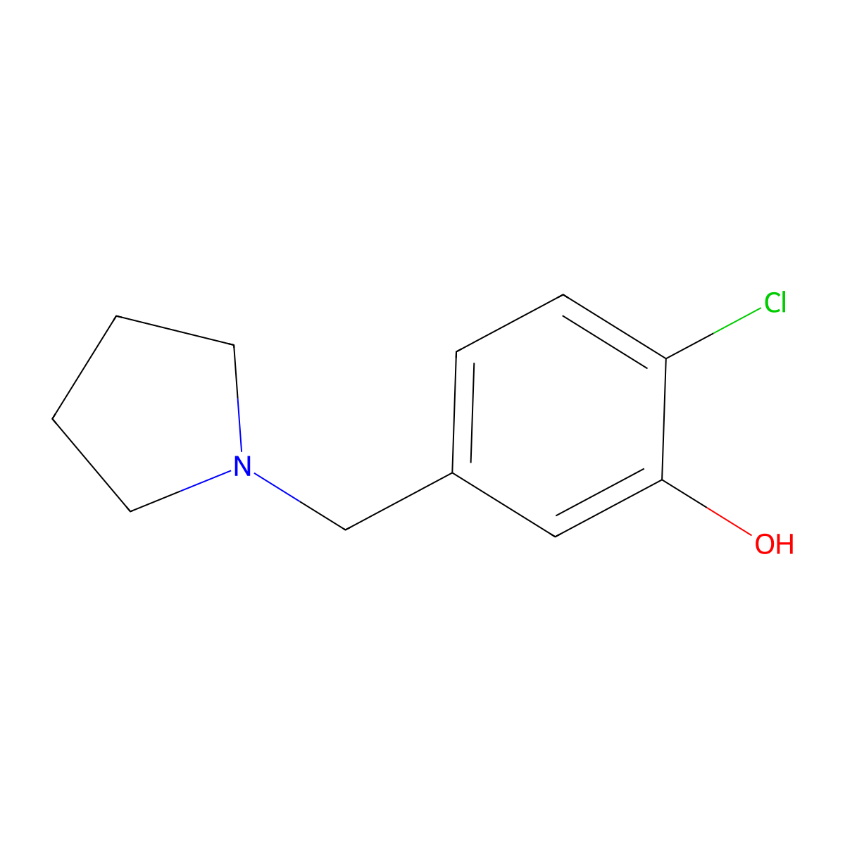 2-Chloro-5-(pyrrolidin-1-ylmethyl)phenol molecular structure, CAS 1881331-14-1