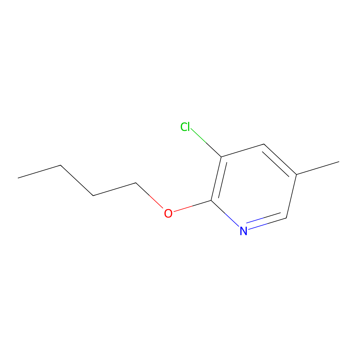 2-Butoxy-3-chloro-5-methylpyridine molecular structure, CAS 1881331-15-2